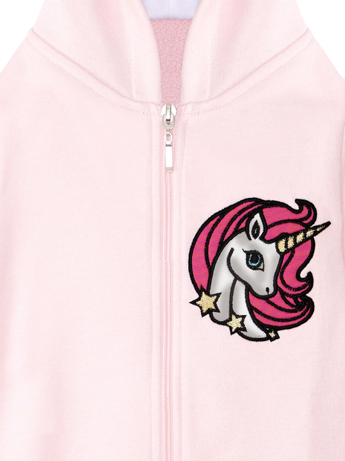 Unicorn Kapüşonlu Pembe Kız Çocuk Hırka - 6