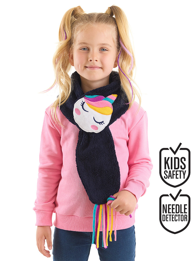 Unicorn Kız Çocuk Peluş Lacivert Atkı - 1