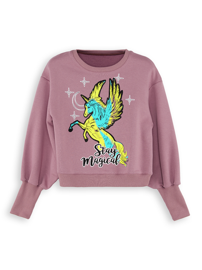 Unicorn Kız Çocuk Gül Kurusu Swetshirt - 3