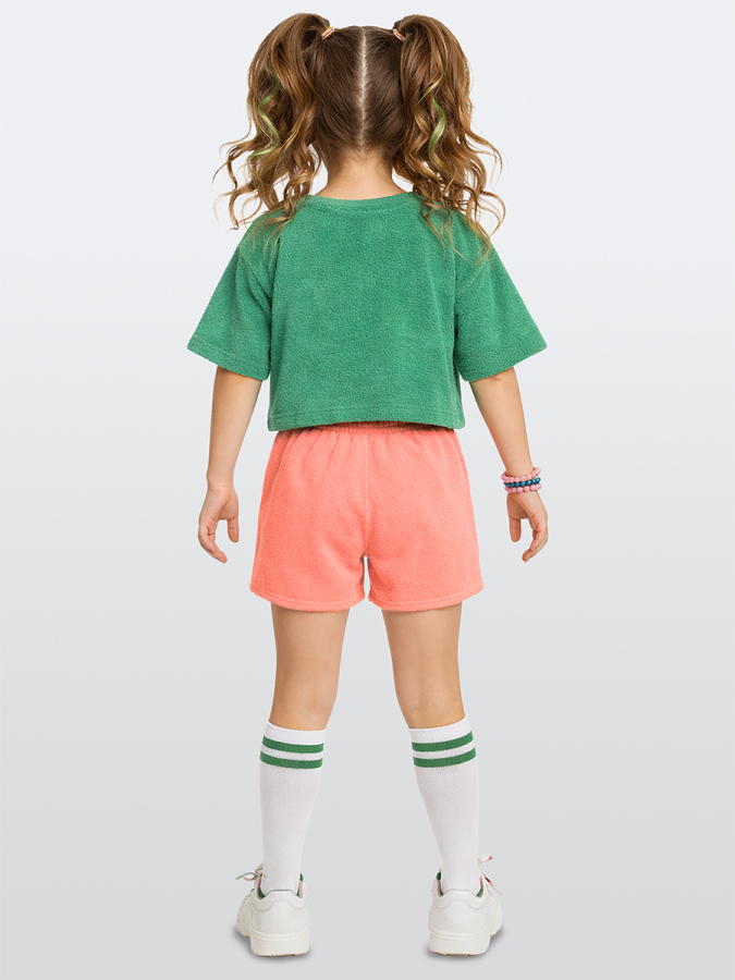 Kız Çocuk Takım Unicorn Havlu Kumaş Crop Top Üst Ve Şort Takım Yazlık 4-10 Yaş - 2