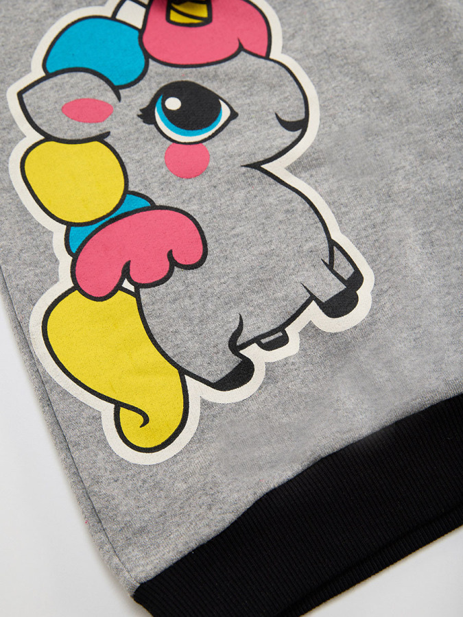 Unicorn Kız Çocuk Gri Sweat Elbise - 7