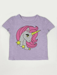 Unicorn Lila Kız Çocuk T-shirt - Thumbnail