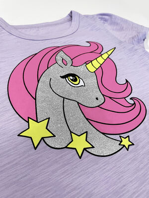 Unicorn Lila Kız Çocuk T-shirt