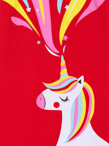 Unicorn Love Kız Çocuk Askılı Kırmızı Yazlık Elbise - 5