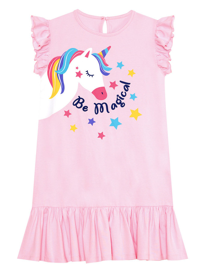 Unicorn Magic Girl Pink Jersey Dress - 2