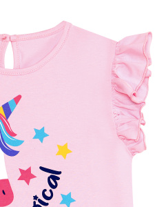 Unicorn Magic Kız Çocuk Pembe Fırfırlı Yazlık Elbise - 6