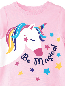 Unicorn Magic Kız Çocuk Pembe Uzun Kollu Fırfırlı Elbise - 5