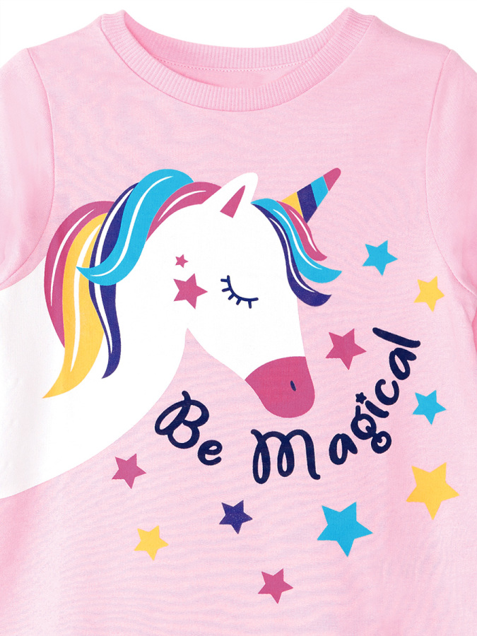 Unicorn Magic Kız Çocuk Pembe Uzun Kollu Fırfırlı Elbise - 6