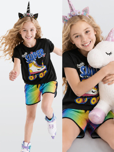 Unicorn Paten Kız Çocuk Yazlık T-shirt Şort Takım - MSHB&G
