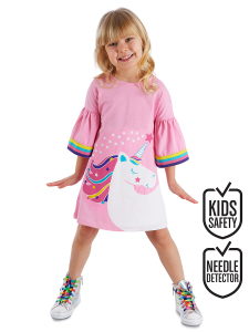 Unicorn Pink Girl Dress - Denokids