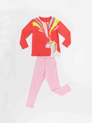 Unicorn Rainbow Girl T-shirt&Leggings Set - 3
