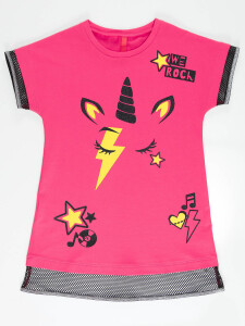 Unicorn Rock Fuşya Kız Çocuk Yazlık Elbise - 3
