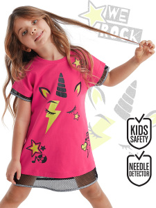 Unicorn Rock Fuşya Kız Çocuk Yazlık Elbise - MSHB&G