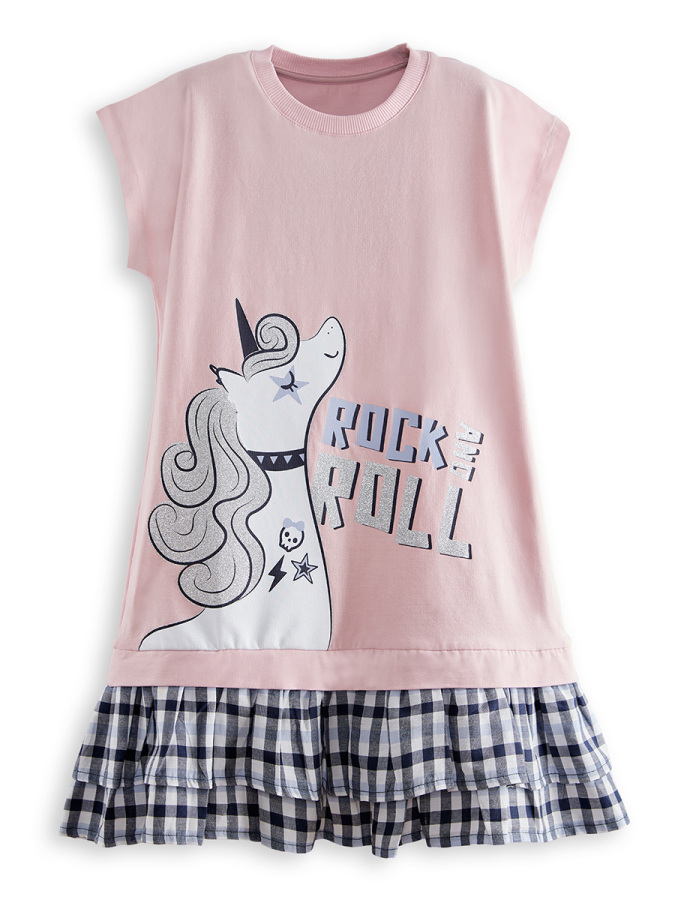 Unicorn Rock Girl Pink Ruffled Dress - 3