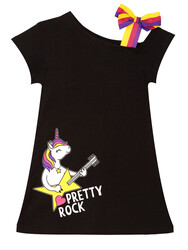 Unicorn Rock Kız Çocuk Siyah Elbise - Thumbnail