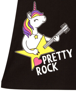 Unicorn Rock Kız Çocuk Siyah Elbise