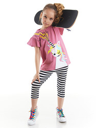 Unicorn Rock Kız Çocuk T-shirt Tayt Takım - Thumbnail