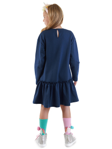 Unicorn Ruffled Girl Navy Blue Dress - 2