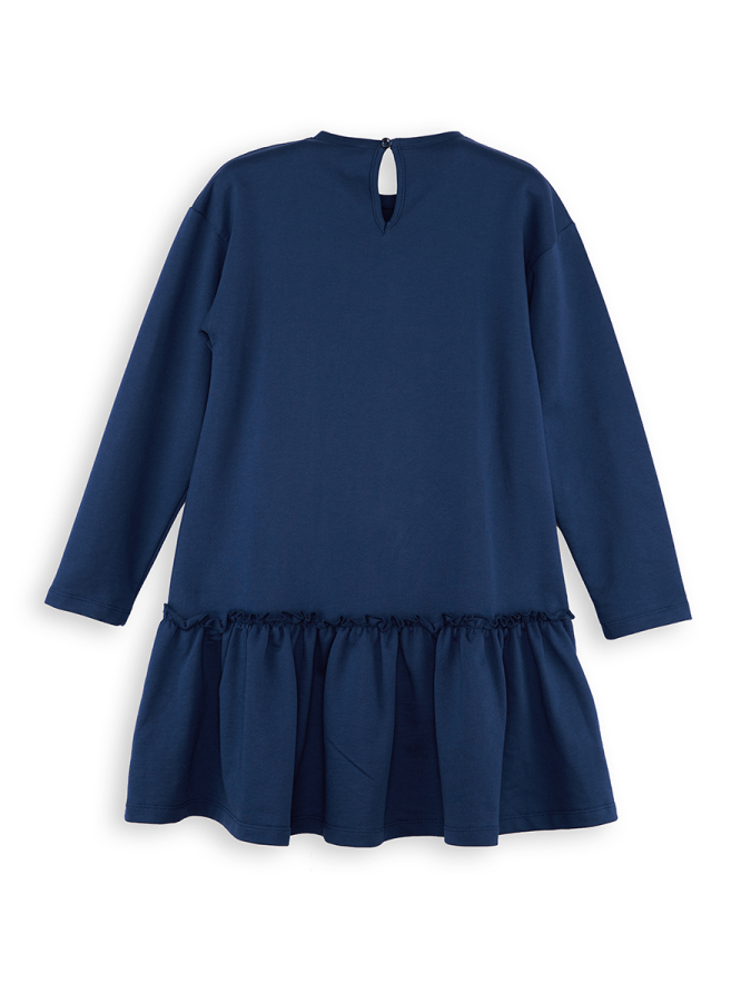 Unicorn Ruffled Girl Navy Blue Dress - 4