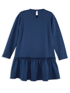 Unicorn Ruffled Girl Navy Blue Dress - 5