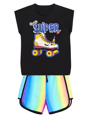 Unicorn Skate Girl T-shirt&Shorts Set