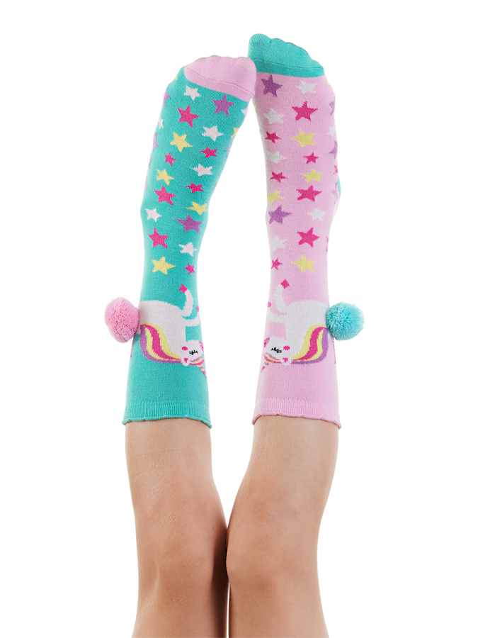 Unicorn Star Kız Çocuk Pembe Yeşil Dizaltı Çorap - 4