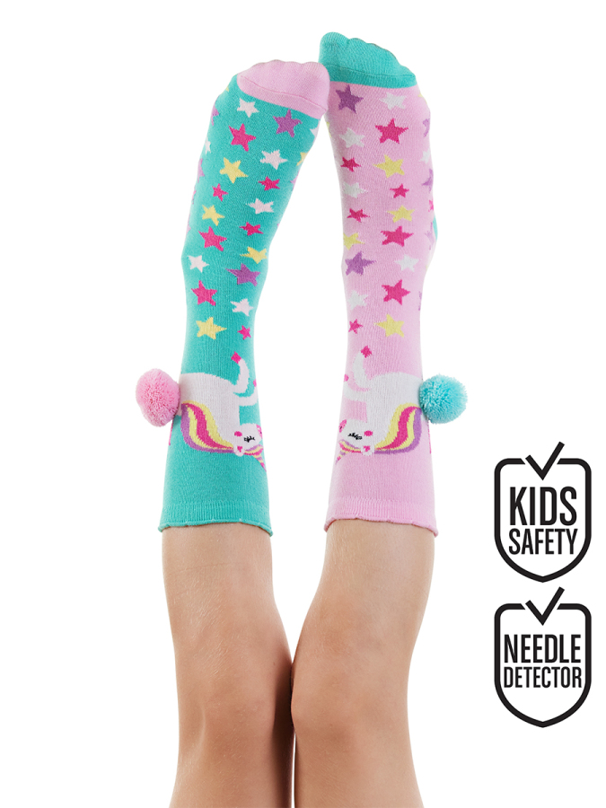 Unicorn Star Kız Çocuk Pembe Yeşil Dizaltı Çorap - 1