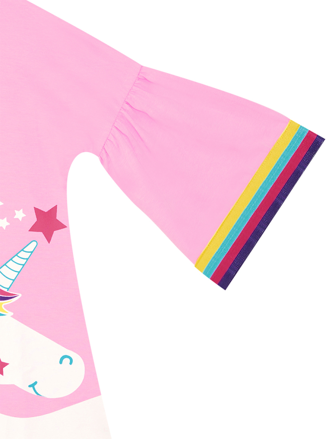 Unicorn Star Kız Çocuk Pembe Yazlık Elbise - 6