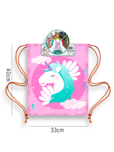 Unicorn Su Geçirmez Kız Çocuk İpli Sırt - Plaj Çantası - 2