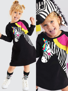 Unicorn Zebra Girl Dress - Denokids