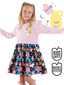 Unique Cat Girl Pink Dress - Denokids