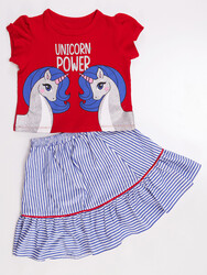 Unique Power Kız Çocuk T-shirt Etek Takım - Thumbnail