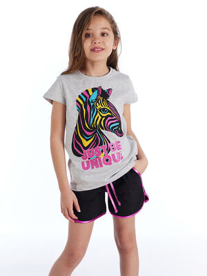 Unique Zebra Girl T-shirt&Shorts Set