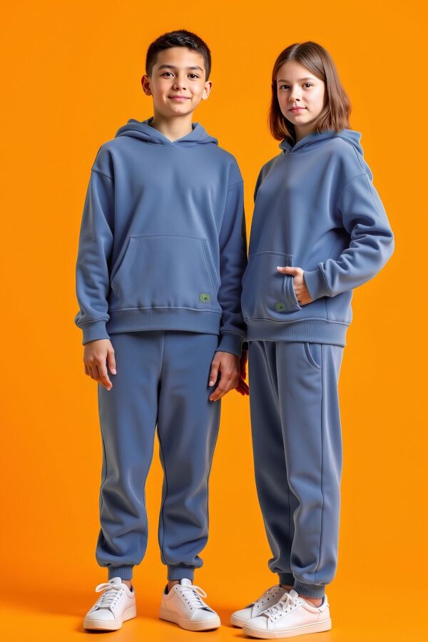 Uthar Kapşonlu Çocuk Sweatshirt Eşofman 2'li Takım - 1