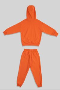 Uthar Turuncu Kapşonlu Çocuk Sweatshirt 2'li Takım - 3