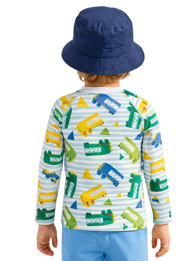 UV Korumalı Erkek Çocuk Mayo T-shirt UVP+50 Faktör Koruma Uzun Kollu Timsah - 2