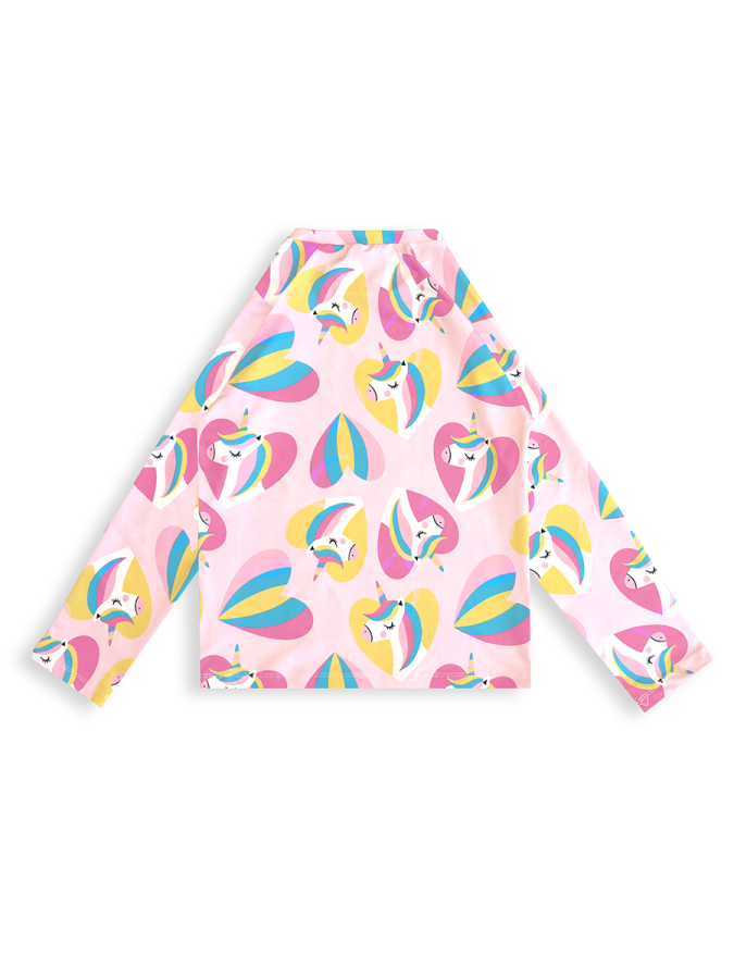 UV Korumalı Kız Çocuk Mayo T-shirt UVP+50 Faktör Koruma Uzun Kollu Unicorn - 5