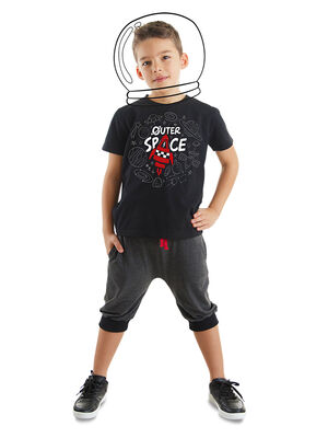 Uzay Roketi Erkek Çocuk T-shirt Kapri Şort Takım