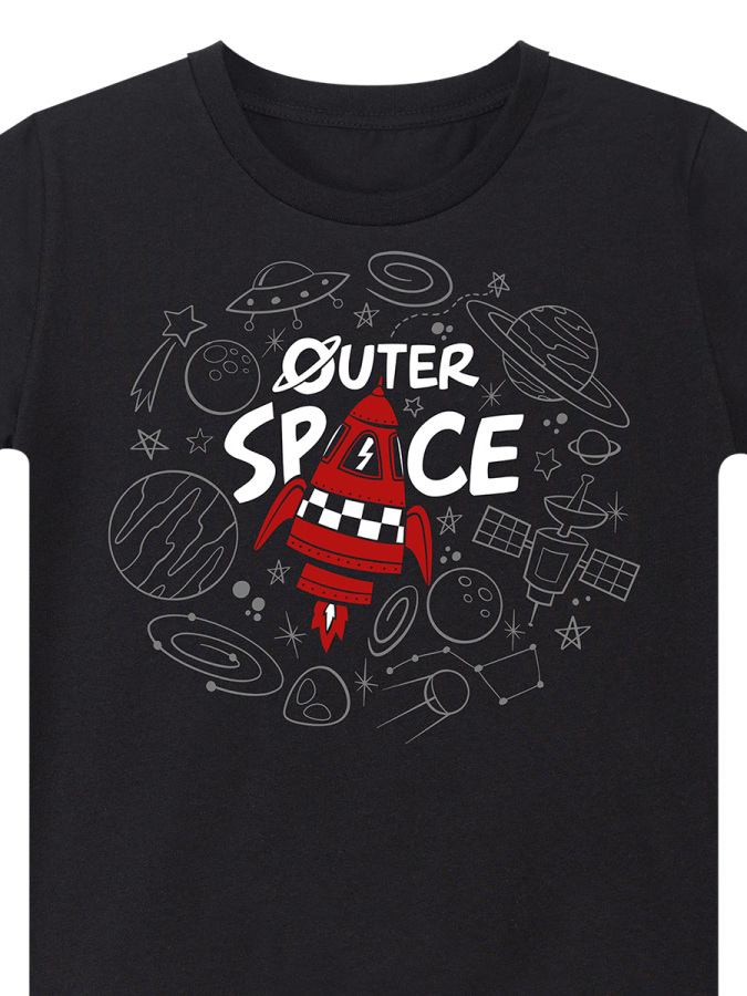 Uzay Roketi Erkek Çocuk Yazlık T-shirt Kapri Şort Takım - 8
