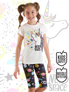 Uzayda Unicorn Kız Çocuk Yazlık T-Shirt Tayt Takım - MSHB&G