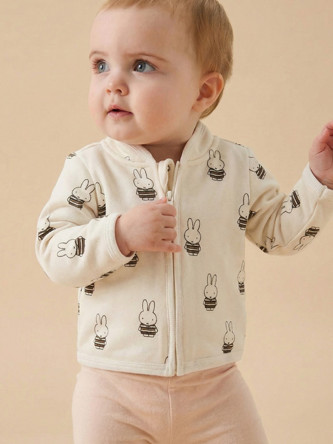 Uzun Kol Miffy Desenli Unisex Bebek Hırka - 3
