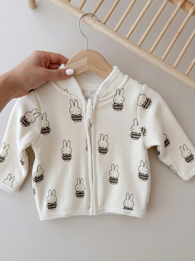 Uzun Kol Miffy Desenli Unisex Bebek Hırka - 4