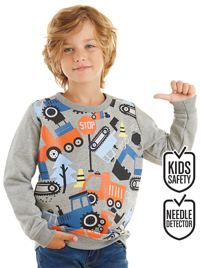 Vehicles Boy Grey Sweatshirt - 1