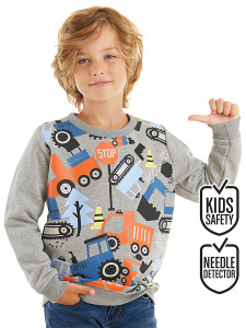 Vehicles Boy Grey Sweatshirt - Denokids