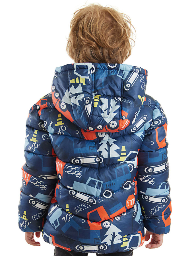 Vehicles Boy Navy Blue Puffer Coat - 2