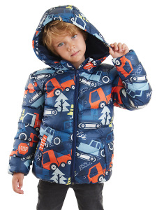 Vehicles Boy Navy Blue Puffer Coat - 4