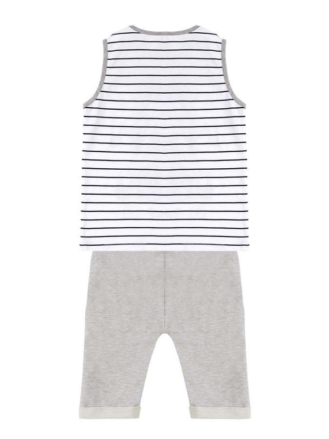 Vehicles Striped Boy T-shirt&Capri Pants Set - 4