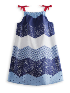 Wavy Navy Blue Poplin Girl Dress - 4