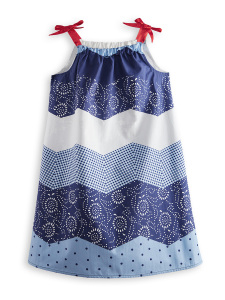 Wavy Navy Blue Poplin Girl Dress - 3