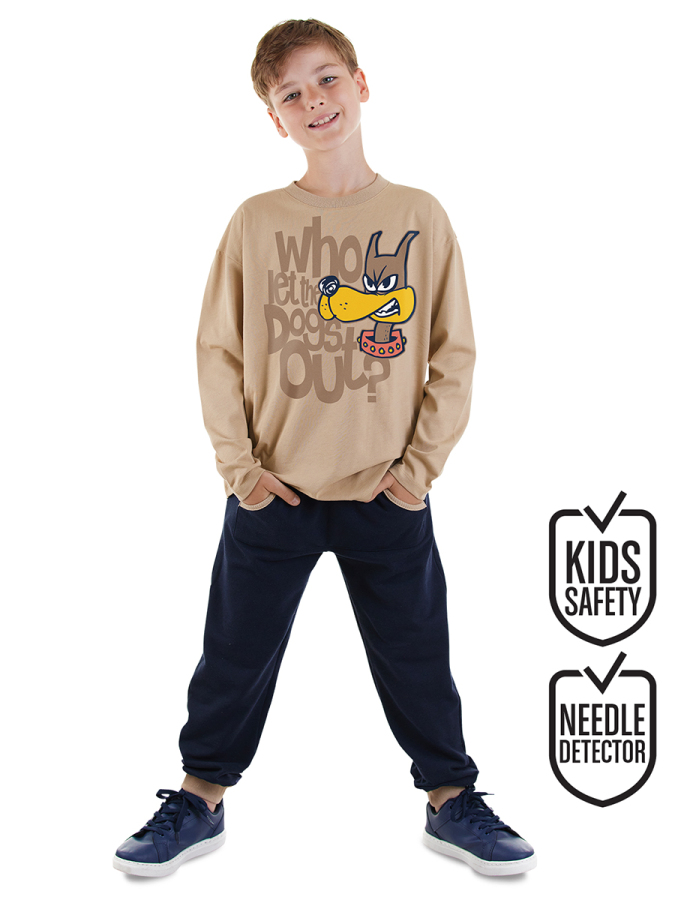 Who Boy Khaki T-shirt Pants Set - 1